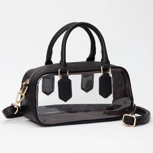 NWT Black Clear Stadium Approved Top Handle Crossbody Transparent Bag